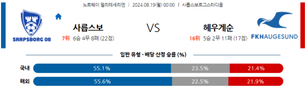 사릅스보르그 헤우게순 엘리테세리엔 분석 8월19일 00:00