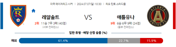 솔트레이크 애틀랜타 메이저리그사커 분석 7월7일 10:30